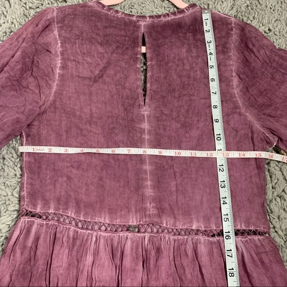 NWT Sea Gypsies Purple Mineral Wash Boho Tiered Long Sleeve Dress - Picture 15 of 16